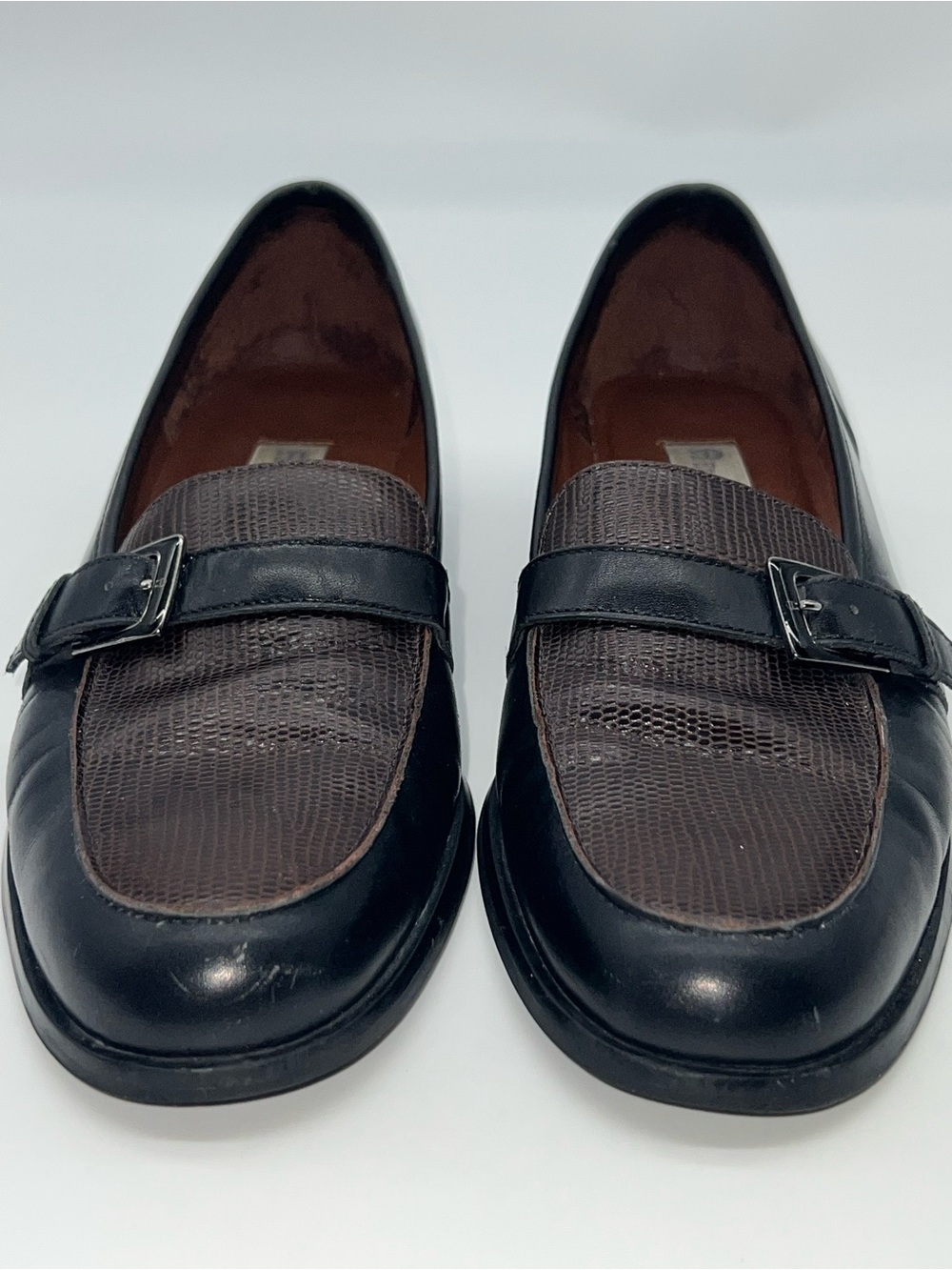 Vintage Etienne Aigner Carver Bi-Colored Black/Brown Leather Classic Loafers 9M